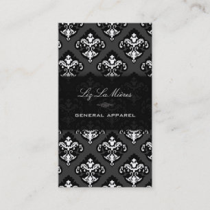 PixDezines Black+White Olivia Damask Business Card