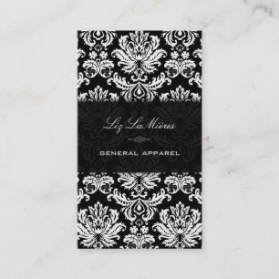PixDezines Black+White Pique Vintage Damask Business Card