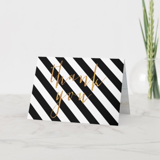 PixDezines black+white+stripes thank you cards (Front)