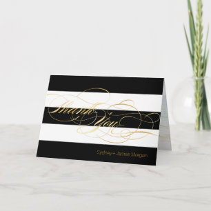 PixDezines black+white+stripes thank you cards