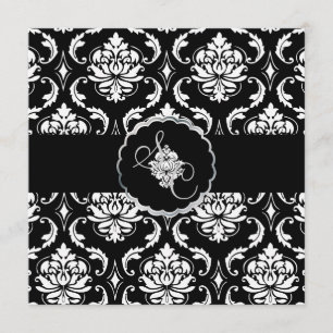 PixDezines Black+White Vendome Damask Invitation