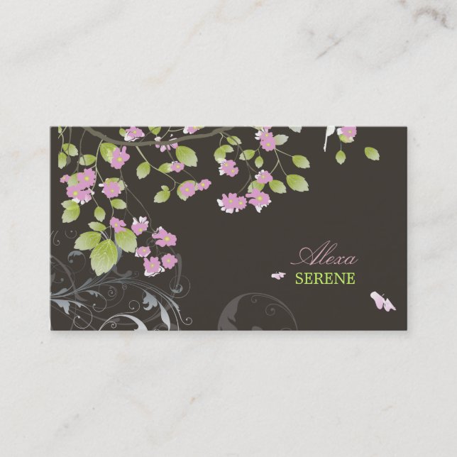 PixDezines blossoms+swirls/diy colours Business Card (Front)