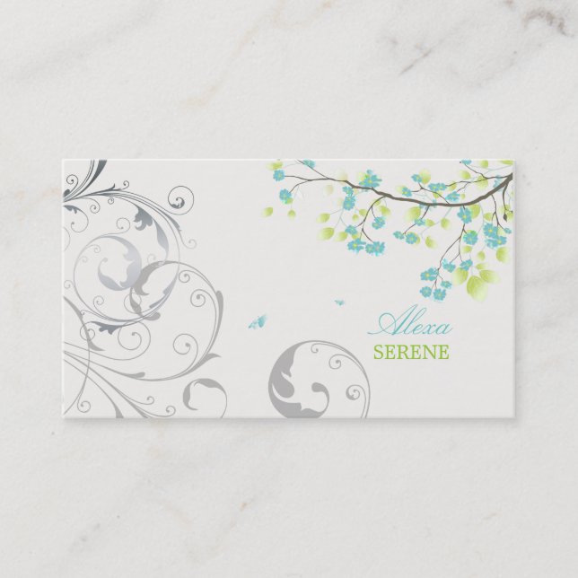 PixDezines blossoms+swirls/diy colours Business Card (Front)