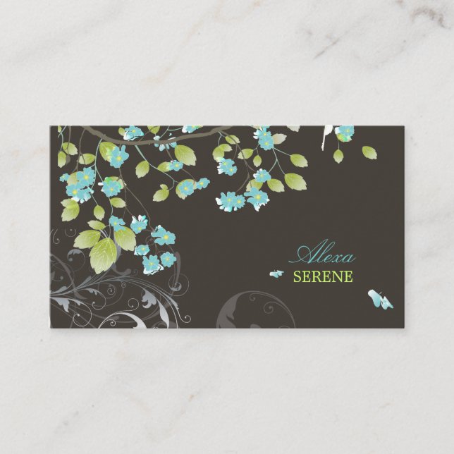 PixDezines blossoms+swirls/diy colours Business Card (Front)