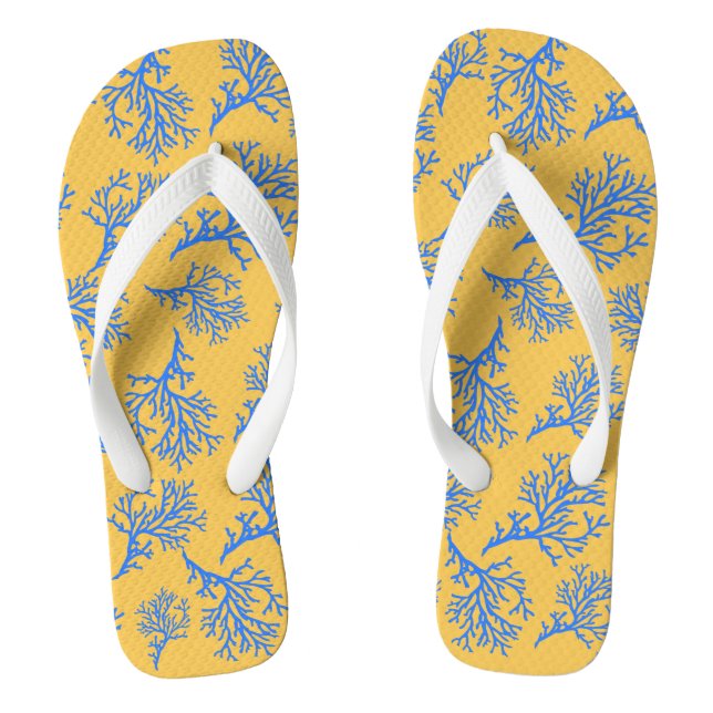 PixDezines blue corals/DIY colour Jandals (Footbed)
