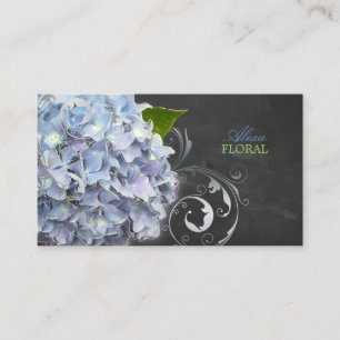 PixDezines blue hydrangeas, florists/chalkboard Business Card