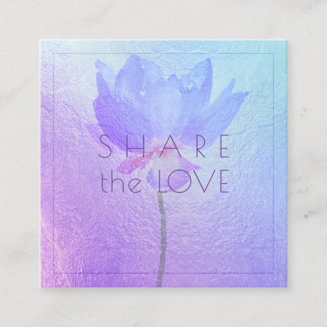 PixDezines Blue Lotus Share the Love Square Business Card (Front)