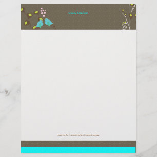 PixDezines Blue Love Birds Customised Letterhead