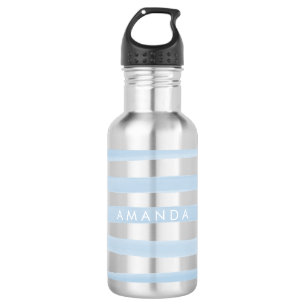 PixDezines Blue Watercolor Stripes/adjustable 532 Ml Water Bottle