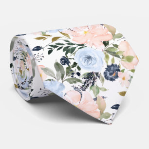 PixDezines Blush Blue Watercolor Flowers DIY colou Tie
