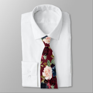 PixDezines Blush Burgundy Navy Flwrs DIY Backgrnd Tie