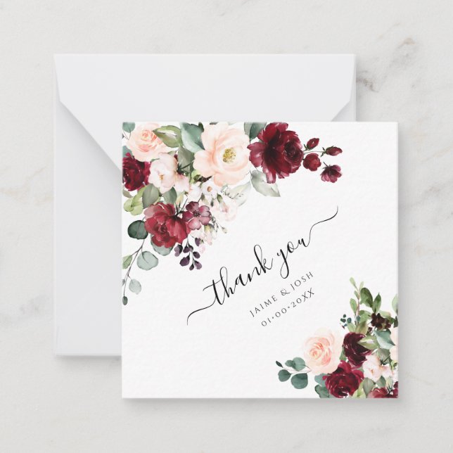 PixDezines Blush Burgundy Watercolor Flowers Card (Front)