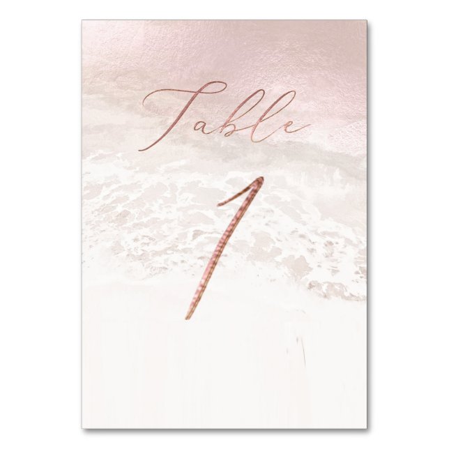 PixDezines Blush Coastal Elegant Calligraphy No 1+ Table Number (Front)