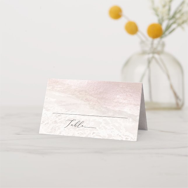 PixDezines Blush Coastal Shoreline  Beach Place Card (Front)