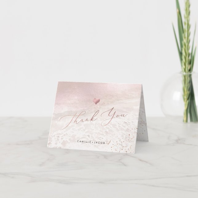 PixDezines Blush Coastal Wedding Thank You Card (Front)