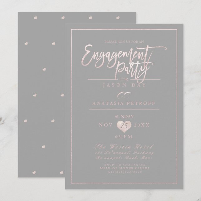 PixDezines Blush Pink+DIY Colour/Engagement Party Invitation (Front/Back)