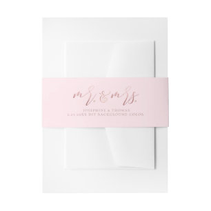 PixDezines Blush Pink+Faux Rose Gold Mr.+Mrs. Invitation Belly Band