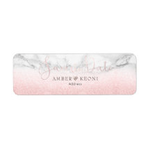 PixDezines Blush Pink Snow Bokeh+Marble Save Date