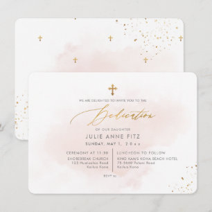 PixDezines Blush Pink Watercolor Dedication Invitation