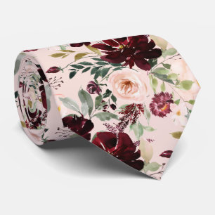 PixDezines Blush Red Watercolor Flowers DIY color Tie