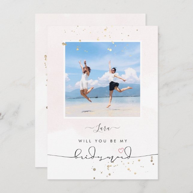 PixDezines Blush Watercolor Will You Be Bridesmaid Invitation (Front/Back)