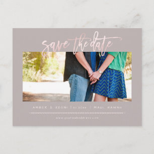 PixDezines BlushFaux Rose Gold Modern Brush Script Announcement Postcard