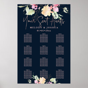 PixDezines Blushing Romance Flowers, Seating Poster