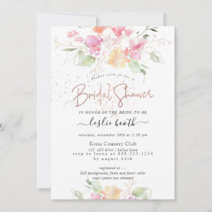 PixDezines Blushing Romance Sweetpea Bridal Shower Invitation