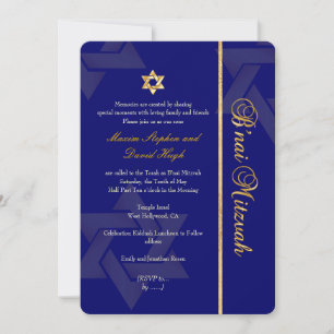 PixDezines Bnai Mitzvah/dark blue/gold/diy colour Invitation