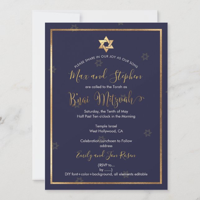 PixDezines Bnai Mitzvah Photo Invitation (Back)
