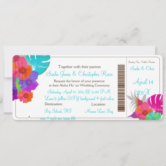 PixDezines Boarding Pass balikai/diy bckgrnd Invitation (Front)