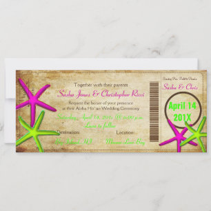 PixDezines Boarding Pass+Beach Wedding Invitations