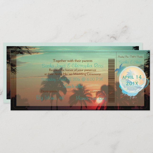 PixDezines Boarding Pass hawaii sunset Invitation (Front/Back)