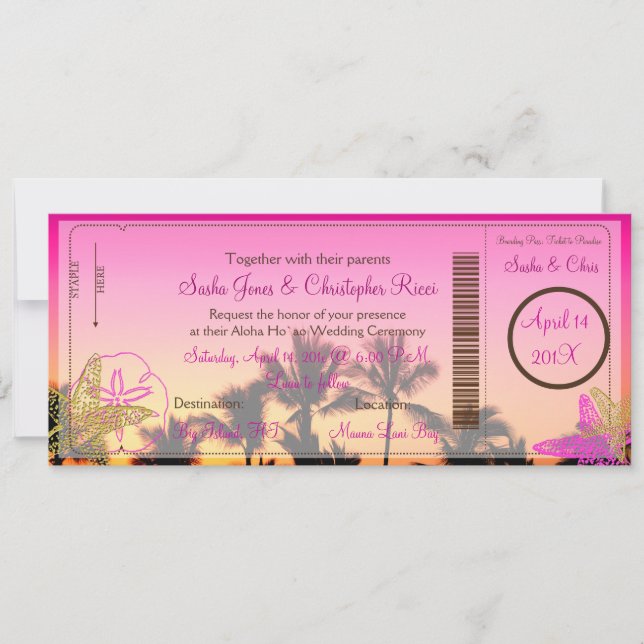 PixDezines Boarding Pass+Sunset A-Bay+Starfish Invitation (Front)