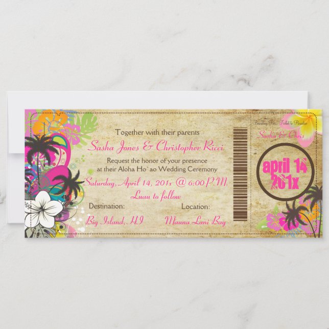 PixDezines Boarding Pass to Paradise Invitation (Front)