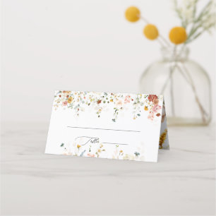 PixDezines Boho Fall Garden Flowers Monogram Place Card