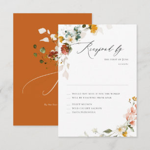 PixDezines Boho H2 Fall Garden Flowers RSVP Card
