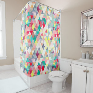 PixDezines Boho Watercolor Geometric Shower Curtain
