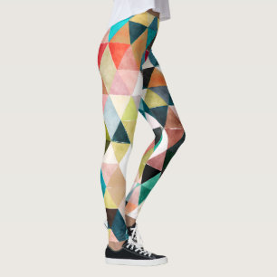 PixDezines Boho Watercolor Geometric/Triangles Leggings