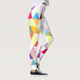 PixDezines Boho Watercolor Geometric/Triangles Leggings