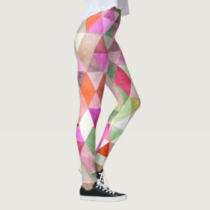 PixDezines Boho Watercolor Geometric/Triangles Leggings
