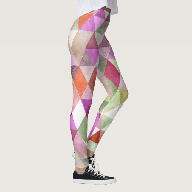 PixDezines Boho Watercolor Geometric/Triangles Leggings (Right)