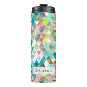 PixDezines Boho Watercolor Geometric/Triangles Thermal Tumbler
