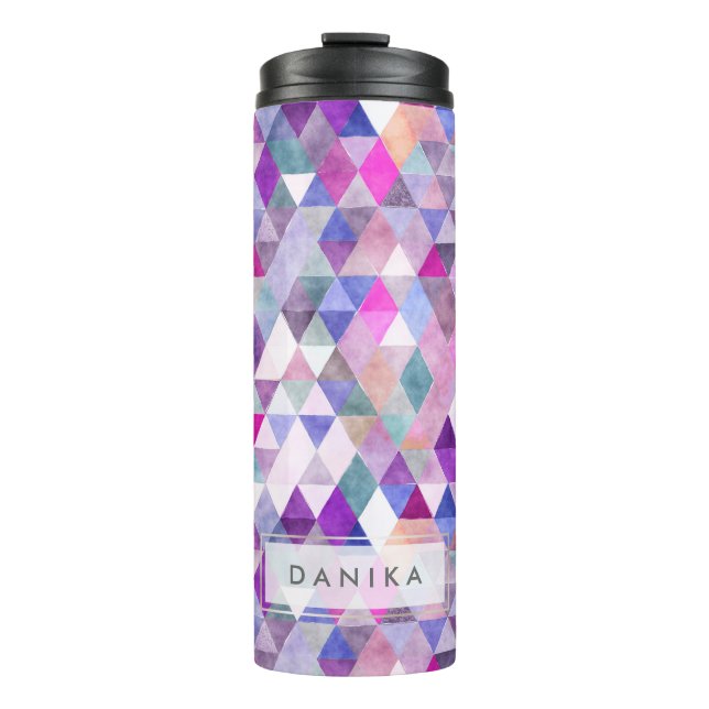PixDezines Boho Watercolor Geometric/Triangles Thermal Tumbler (Front)