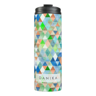 PixDezines Boho Watercolor Geometric/Triangles Thermal Tumbler