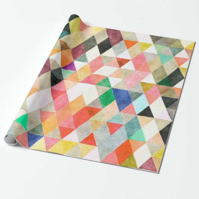 PixDezines Boho Watercolor Triangles/Geometric Wrapping Paper (Unrolled)