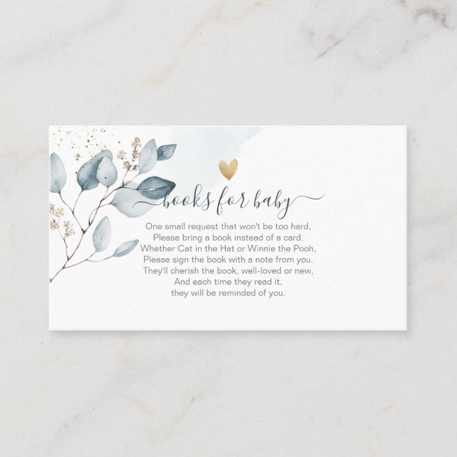 PixDezines Book Request, Blue Gum Eucalyptus Place Card (Front)