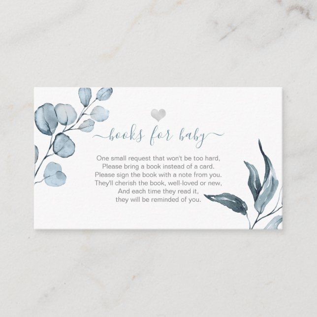 PixDezines Book Request, Dusty Blue Eucalyptus Enclosure Card (Front)
