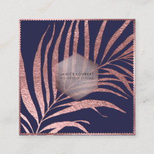 PixDezines Botanical Rose Gold Palm Fronds Square Business Card