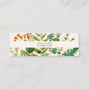 PixDezines Botanical Watercolor, Elderflower+Ferns Mini Business Card